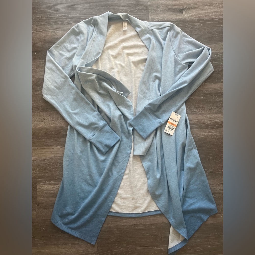Ideology Womens Cardigan Sweater Open Front Long Sleeve Dip Dye Ombre Blue New